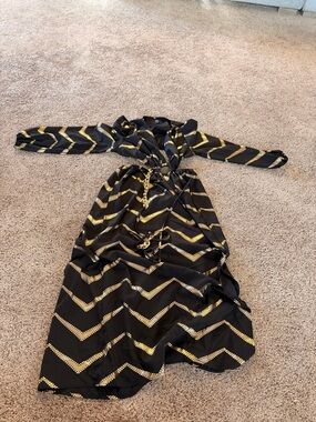 Black and Gold Chevron Maxi Dress